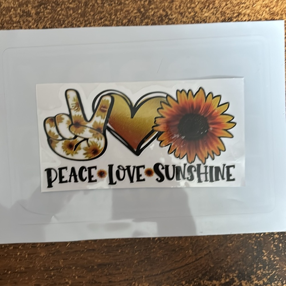 (3 for $20)1 pce Peace, Love and Sunshine Vinyl Sticker New